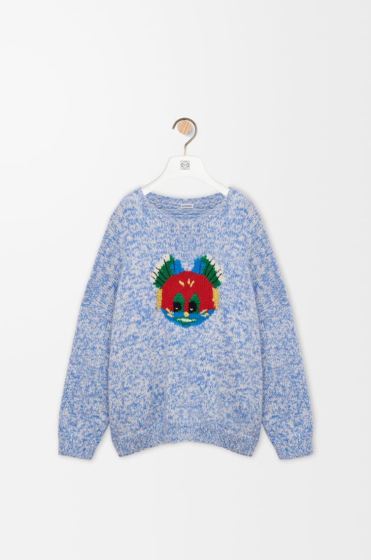 LOEWE Jersey en mezcla de lana y mohair Azul/Blanco
