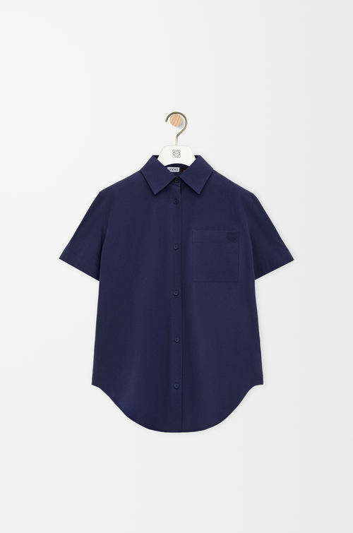 LOEWE 棉质短袖衬衫 海军蓝