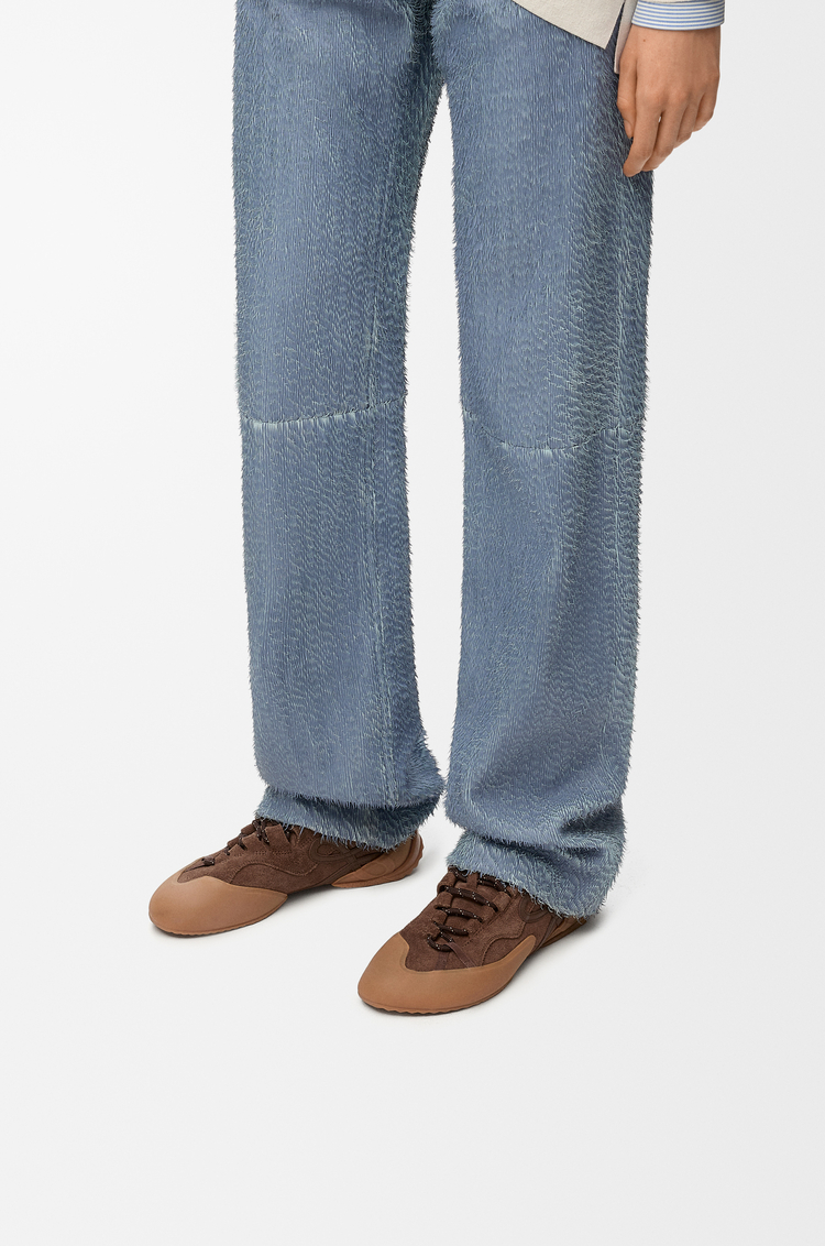 LOEWE Zapatilla Grip en ante de piel de ternera Bizcocho