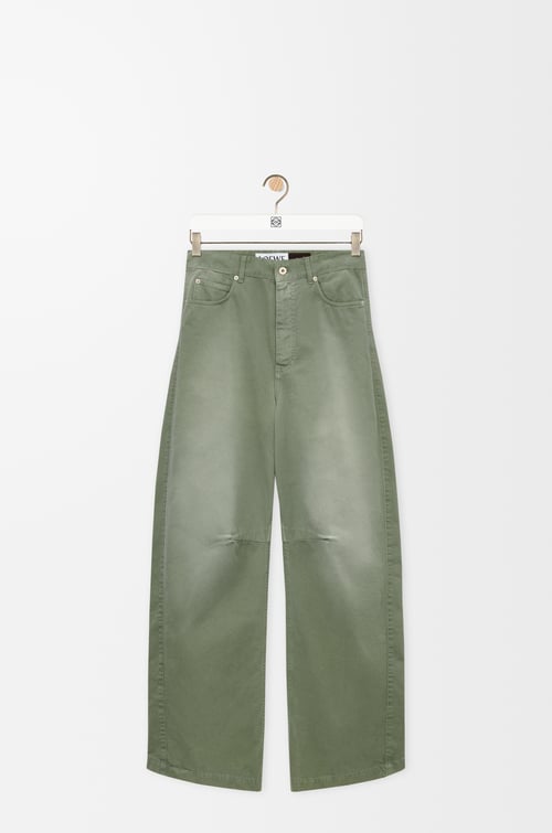 LOEWE 棉質錐形長褲 灰綠色