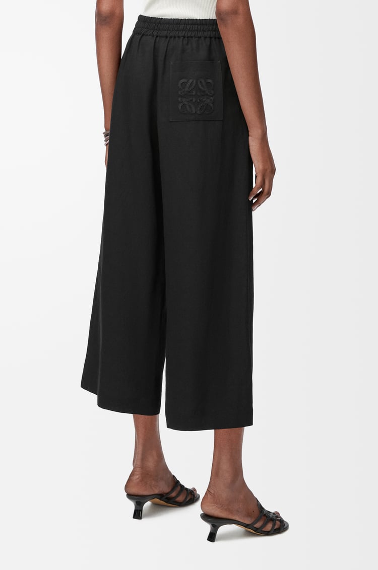LOEWE Cropped trousers in viscose and linen Black