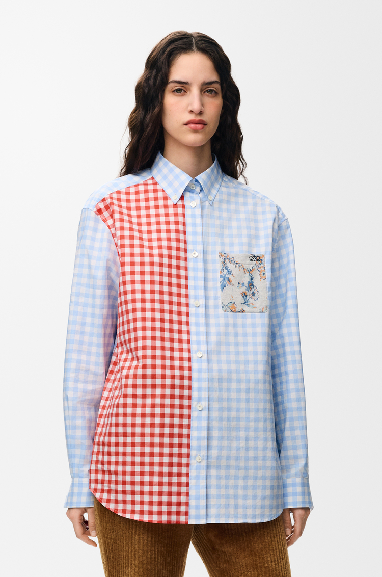 LOEWE Camisa en algodón Azul Claro/Naranja