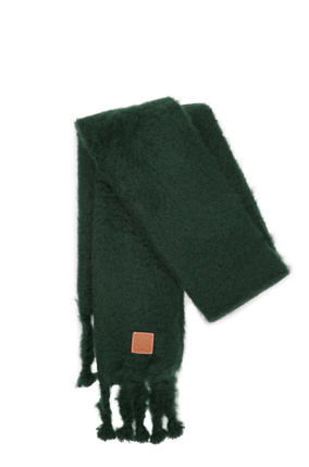LOEWE 馬海毛與羊毛混紡圍巾 深綠色 plp_rd