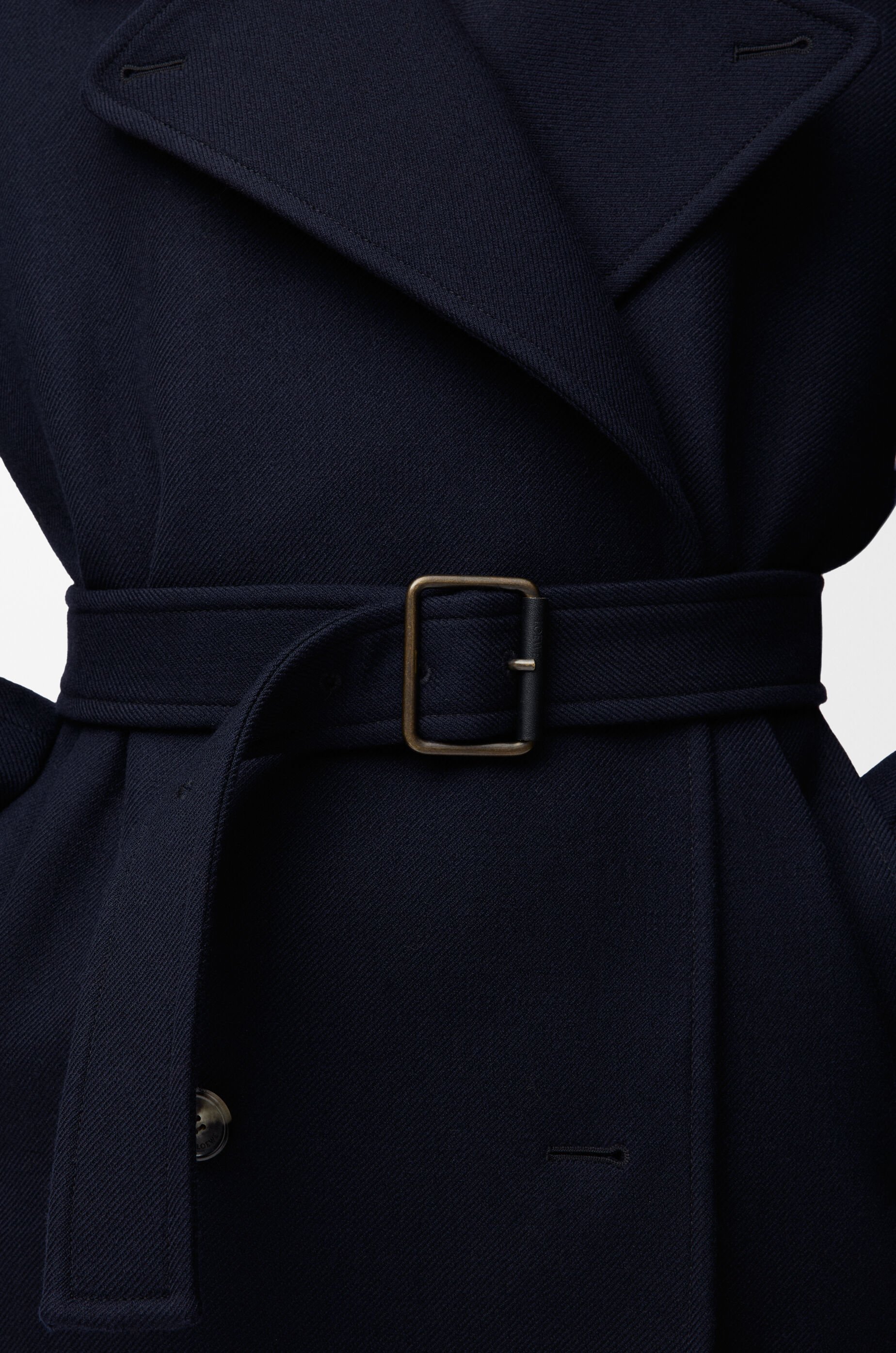 ロエベ LOEWE ネイビー ダブルブレスト チェスターコート 46 中古・古着通販】LOEWE (ロエベ) ダブルブレストセーラーカラーフリル