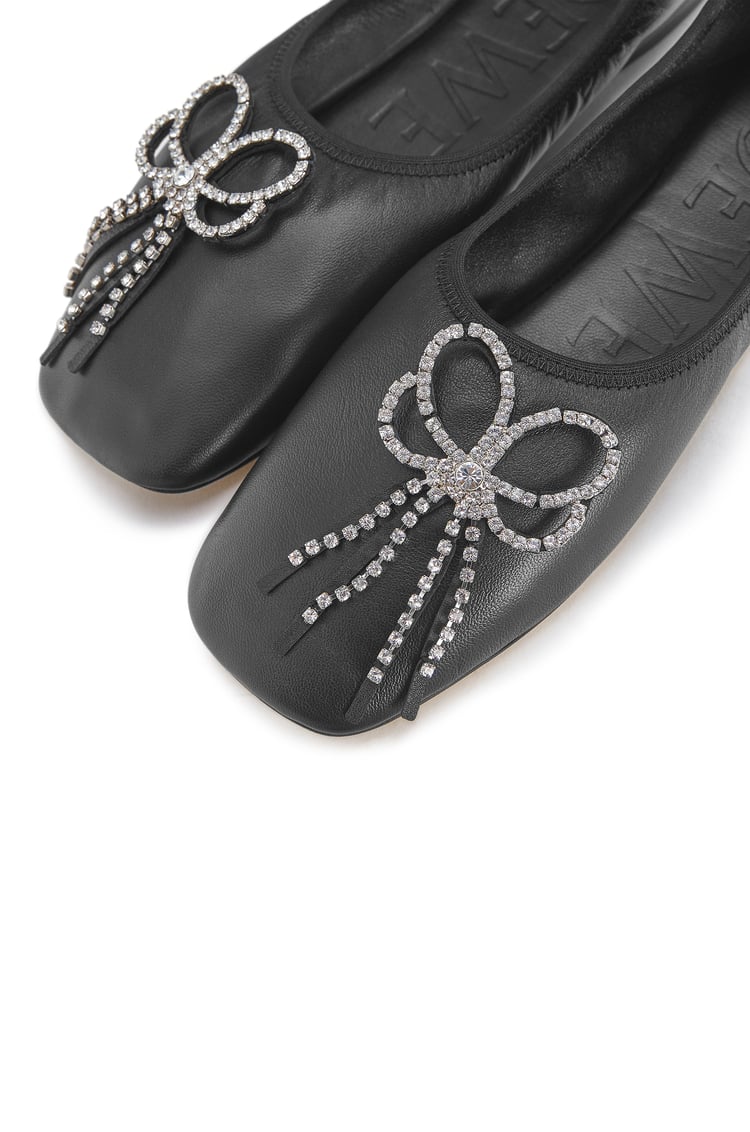 LOEWE STRASSED BOW BALLERINA Black