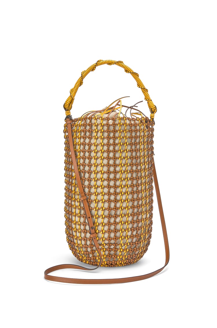 LOEWE Bucket Mesh bag in calfskin Tan/Yellow