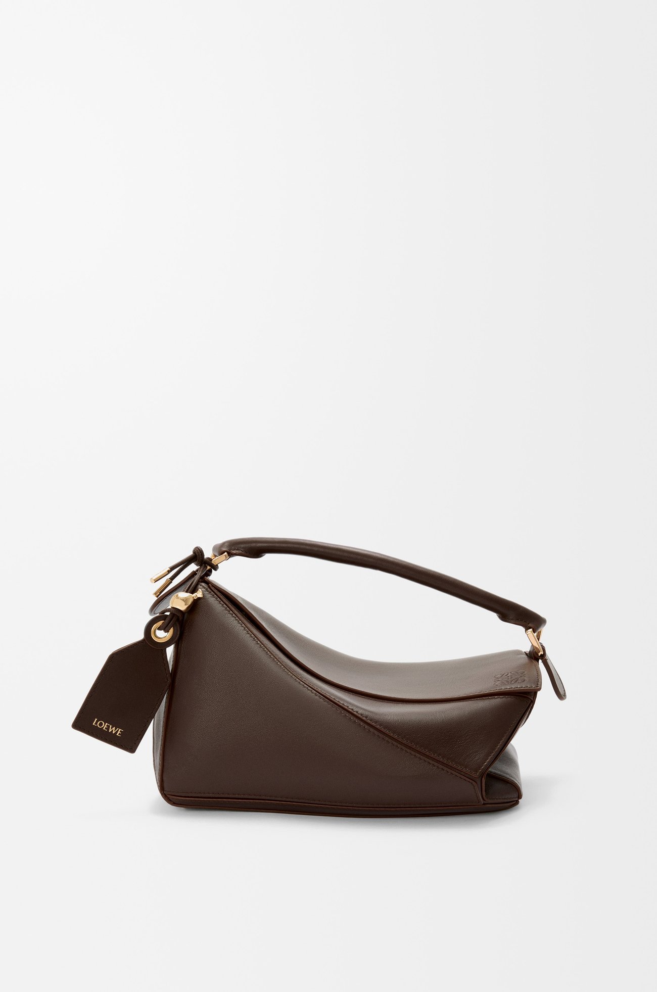LOEWE Bolso Featherlight Puzzle pequeño en piel napa de cordero ligera Brownie Oscuro