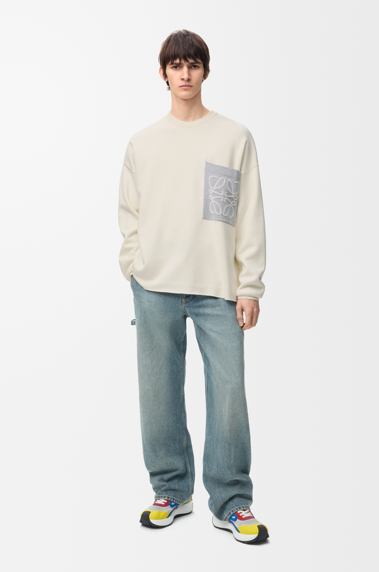 LOEWE Jersey Anagram con bolsillo en mezcla de algodón Beige/Gris