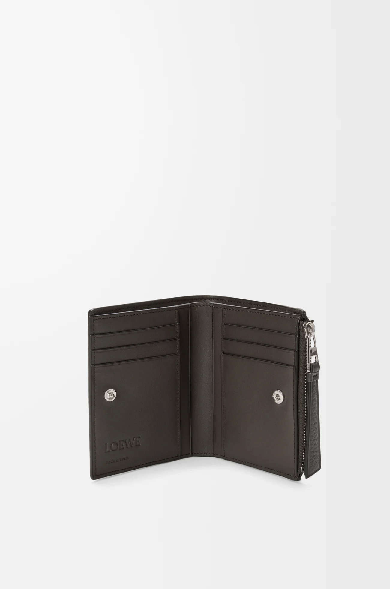 LOEWE 퍼즐 슬림 컴팩트 지갑 - 유연한 그레인 카프스킨 다크 그레이