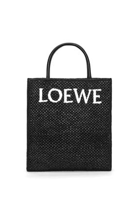 LOEWE Standard A4 Tote bag in raffia Black/White