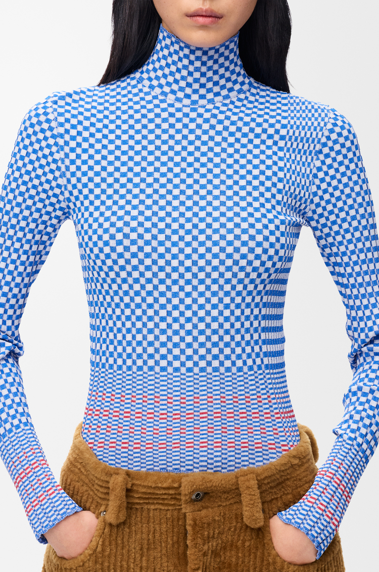 LOEWE Top en mezcla de viscosa Azul/Blanco