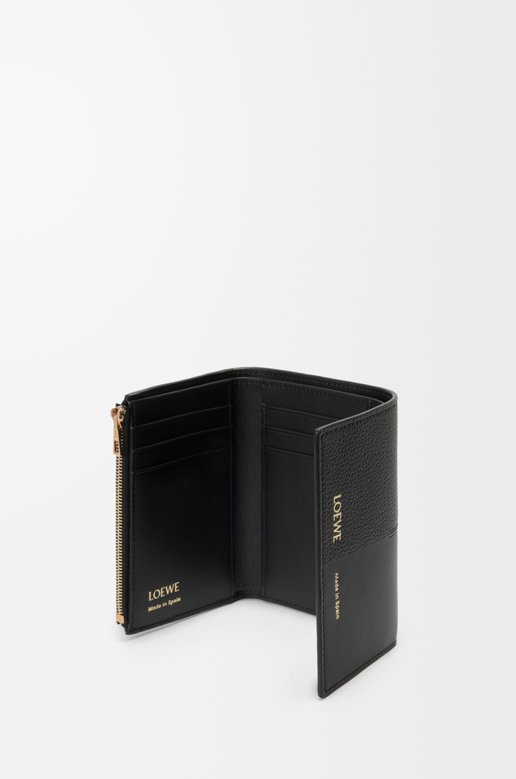 LOEWE Small vertical wallet in smooth and grained calfskin Black