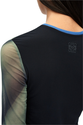 LOEWE Body print top in mesh Grey/Multicolour
