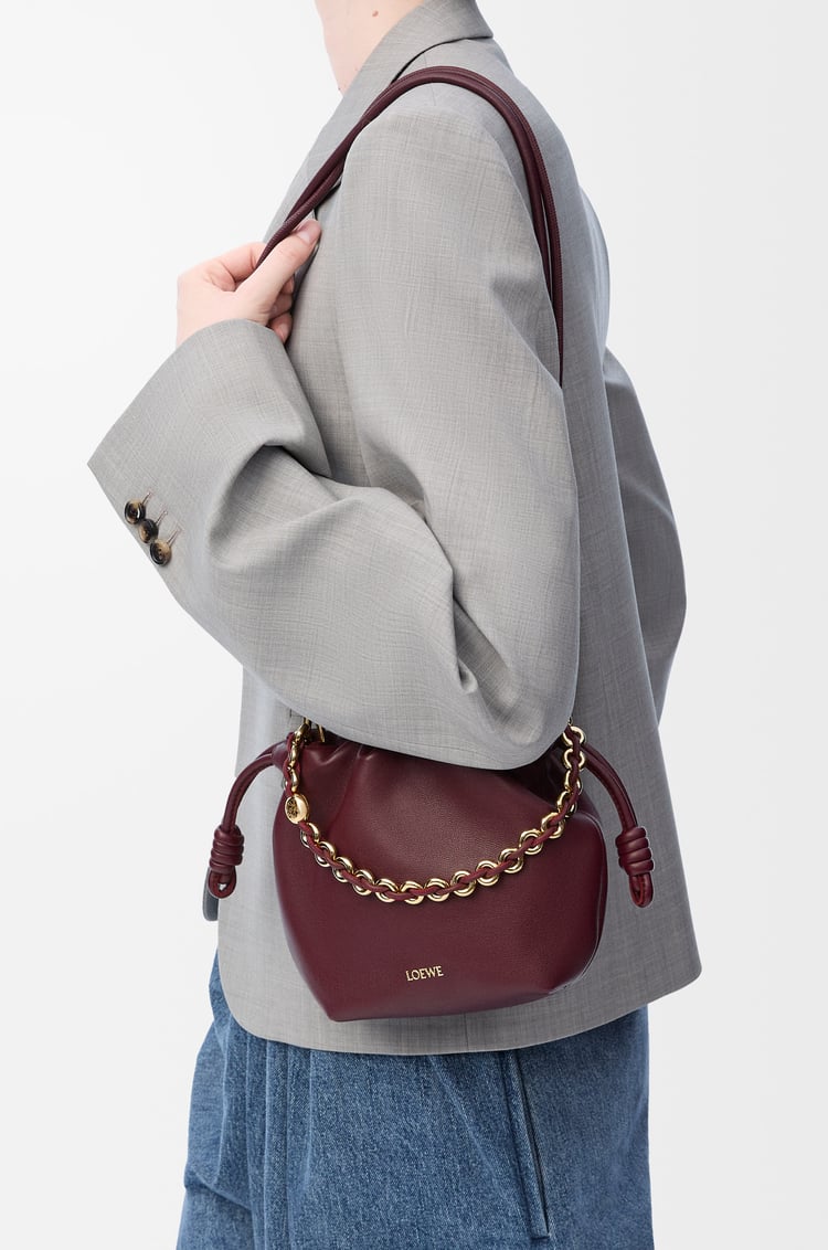 LOEWE Mini Flamenco purse in mellow nappa lambskin Dark Burgundy