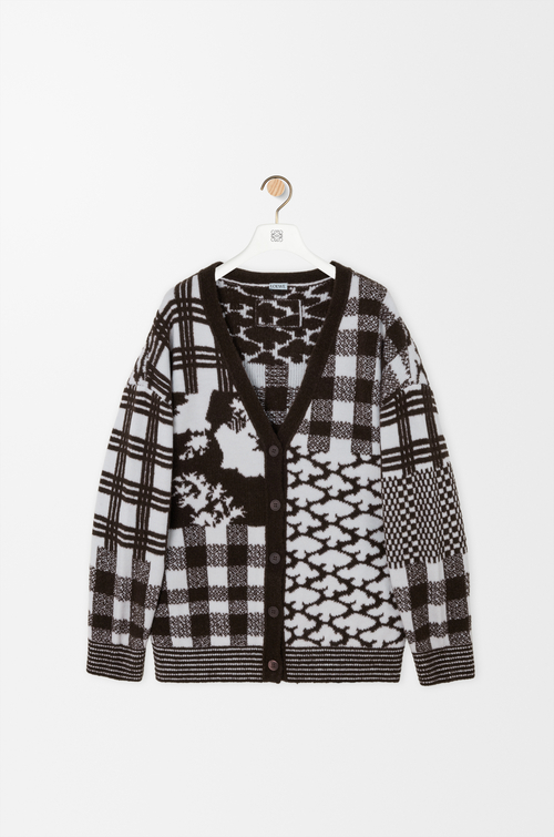LOEWE Cardigan in lana Ecru/Brown