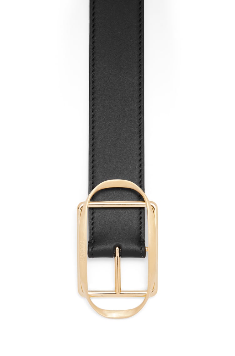 LOEWE Cinturón con hebilla curva en piel de ternera lisa Negro/Dorado