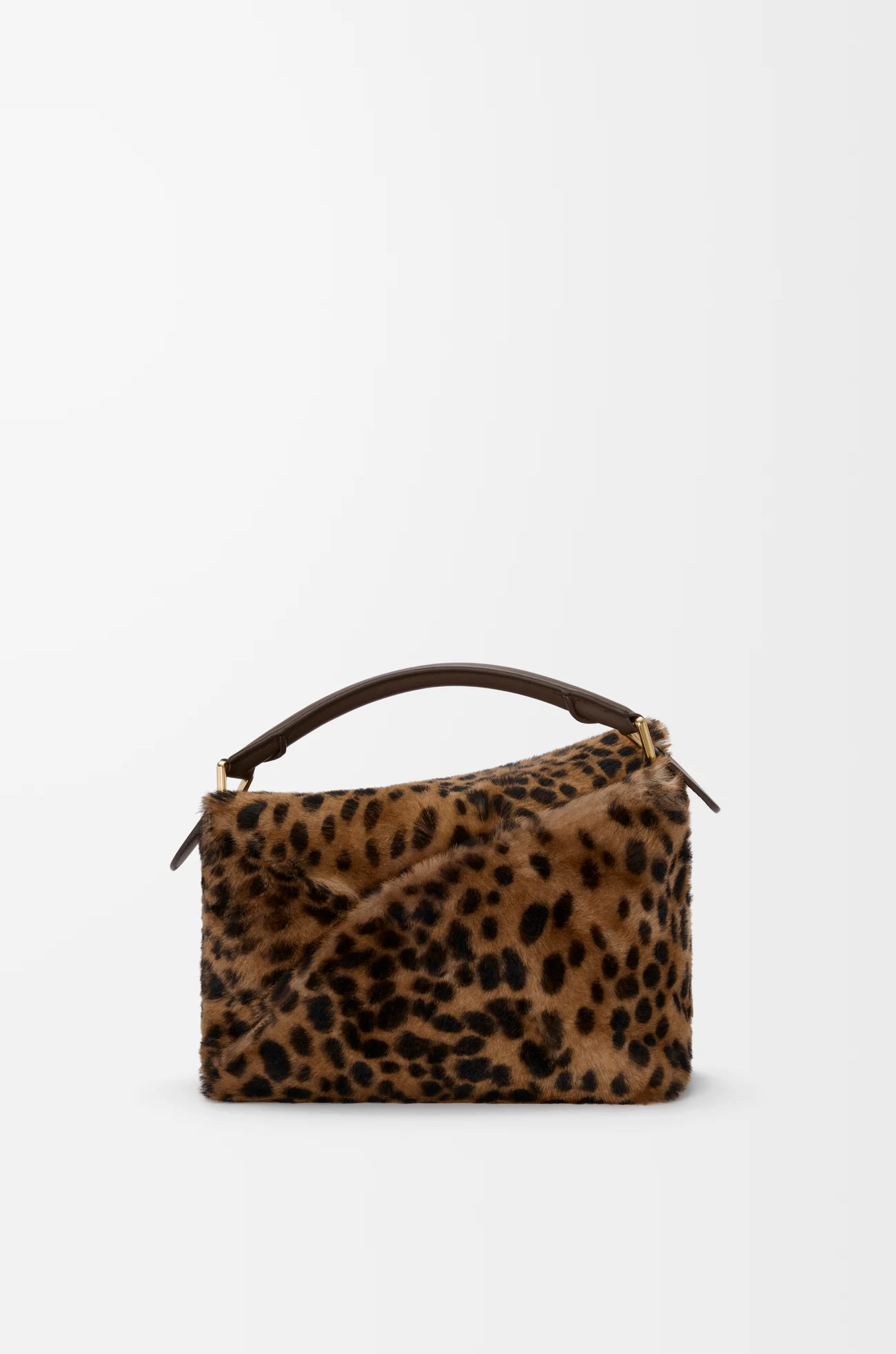 LOEWE Borsa Puzzle Edge piccola in shearling stampato Beige/Marrone