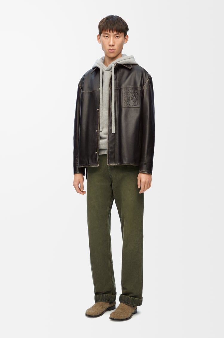 LOEWE 纳帕牛皮革拉链外套衬衫 黑色