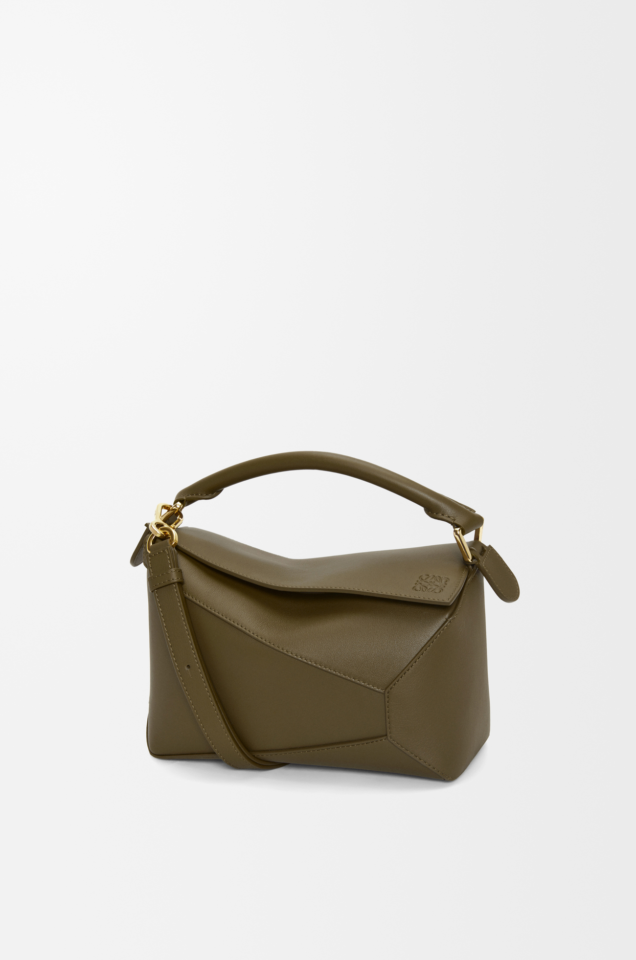 LOEWE Bolso Puzzle Edge pequeño en piel de ternera Verde Caqui Oscuro