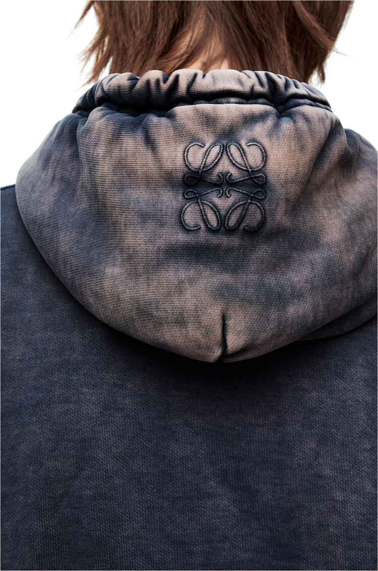LOEWE Sudadera acolchada con capucha en algodón Indigo Lavado