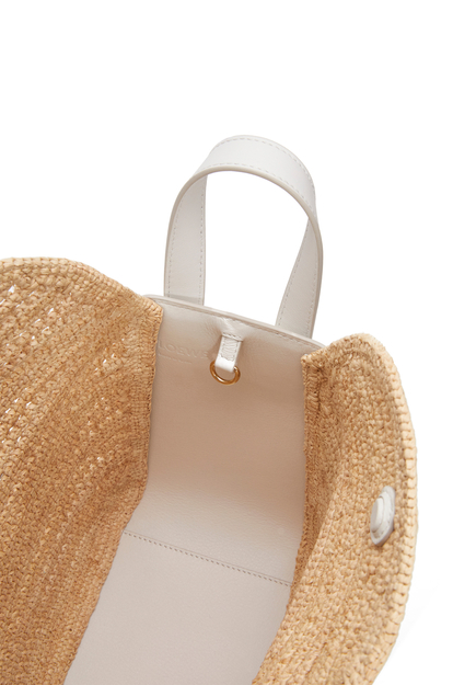 LOEWE Compact Hammock bag in raffia and calfskin Soft White/Natural plp_rd
