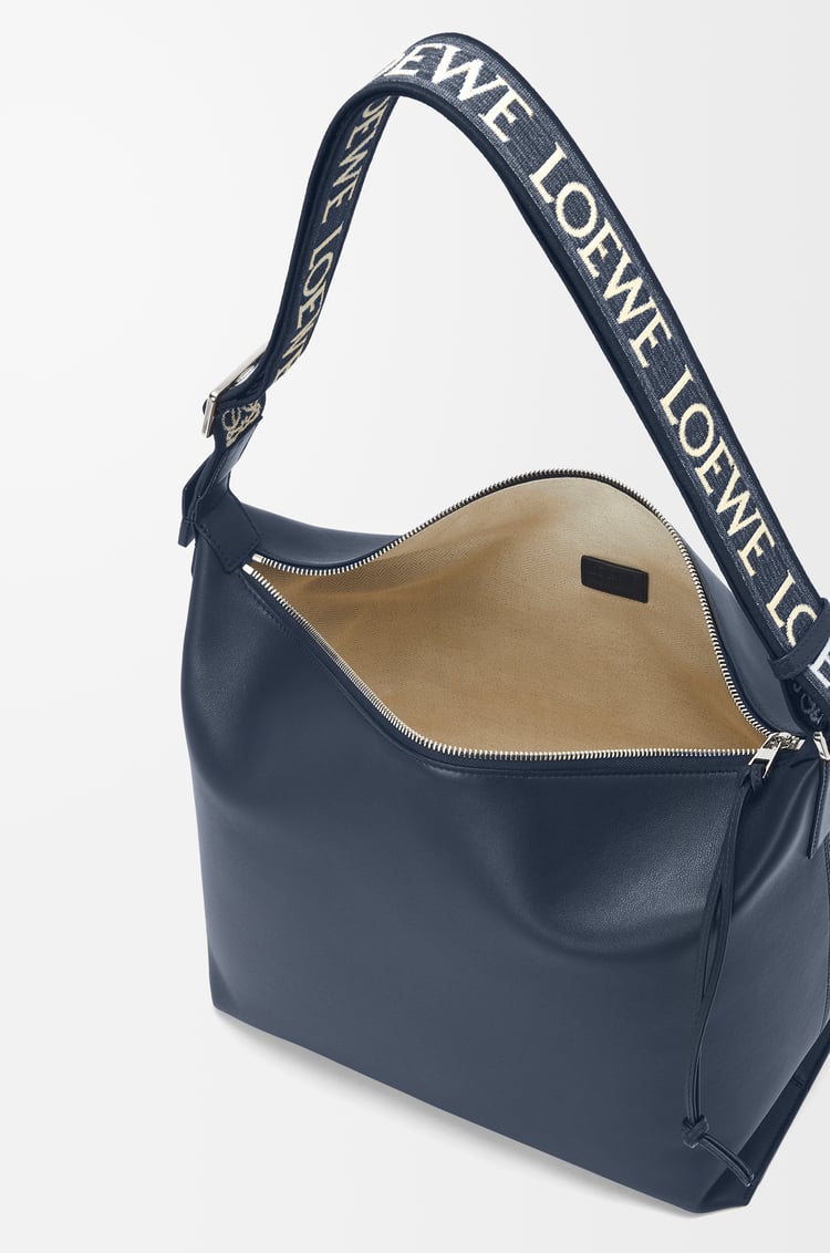 LOEWE Cubi Crossbody bag in supple smooth calfskin and jacquard Deep Navy