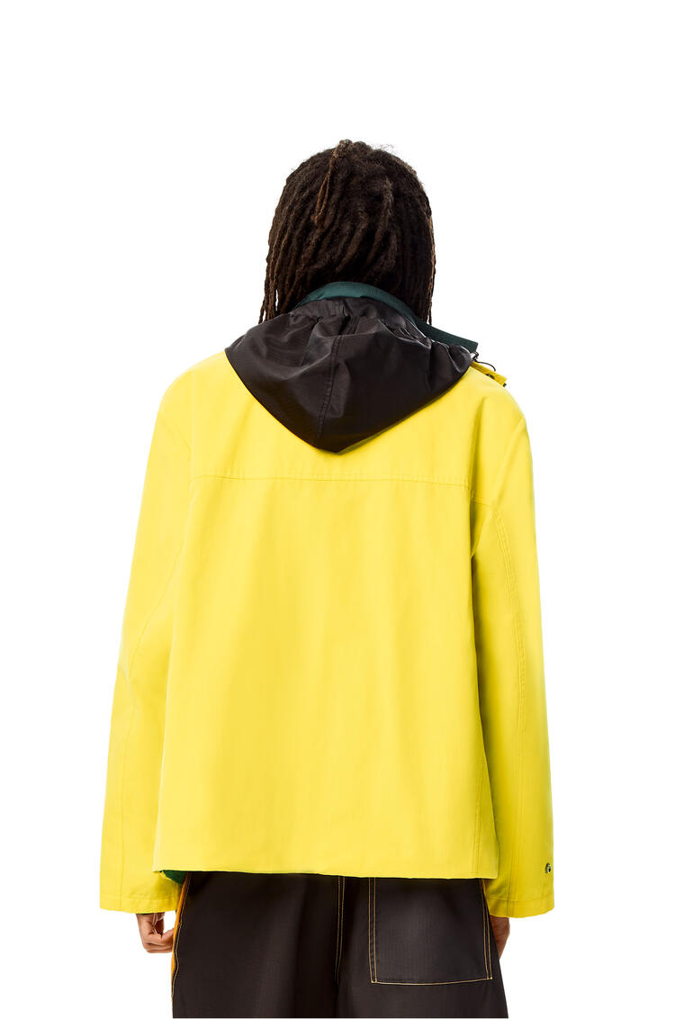 LOEWE 棉質雙層派克大衣 暗森林綠/黃色