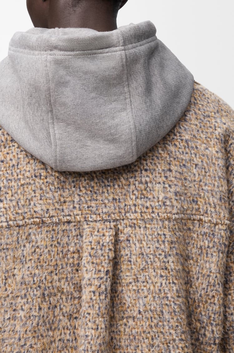 LOEWE Overshirt in wool and llama blend Beige/Blue Melange