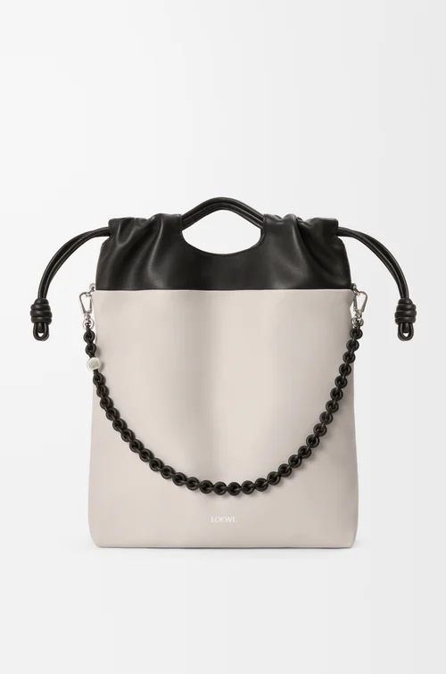 LOEWE Flamenco purse tote in mellow nappa lambskin Light Ghost/Black