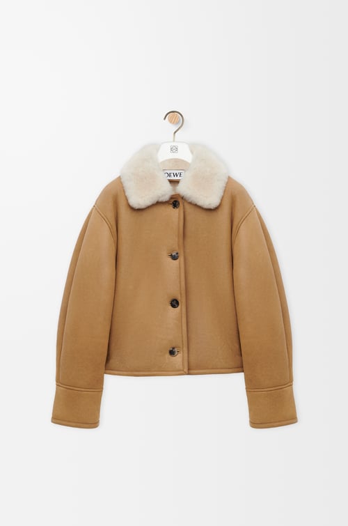 LOEWE Veste en peau lainée Camel