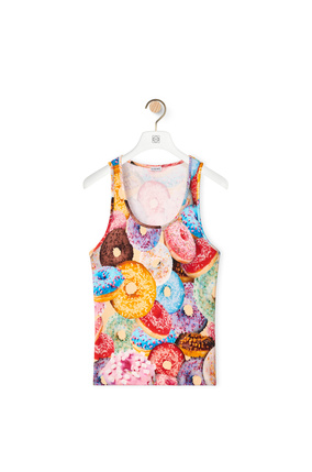 LOEWE Top sin mangas en algodón acanalado con estampado de donuts Multicolor plp_rd