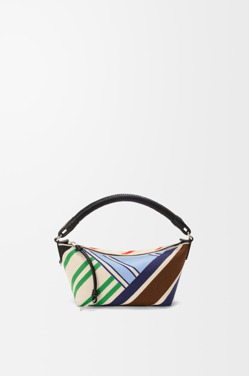 LOEWE Mini sac Cala en toile brodée et cuir de veau Écru/Multicolore