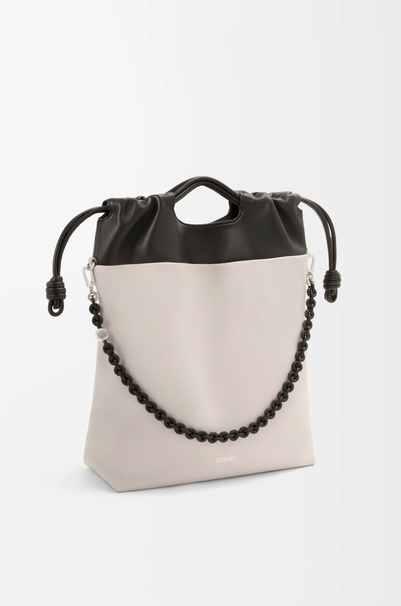 LOEWE Flamenco purse tote in mellow nappa lambskin Light Ghost/Black