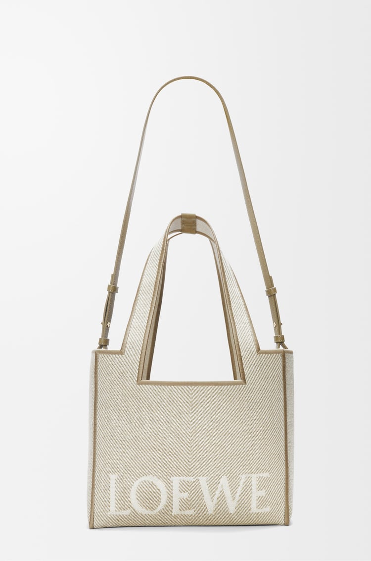 LOEWE Medium LOEWE Font tote in jacquard canvas Ecru