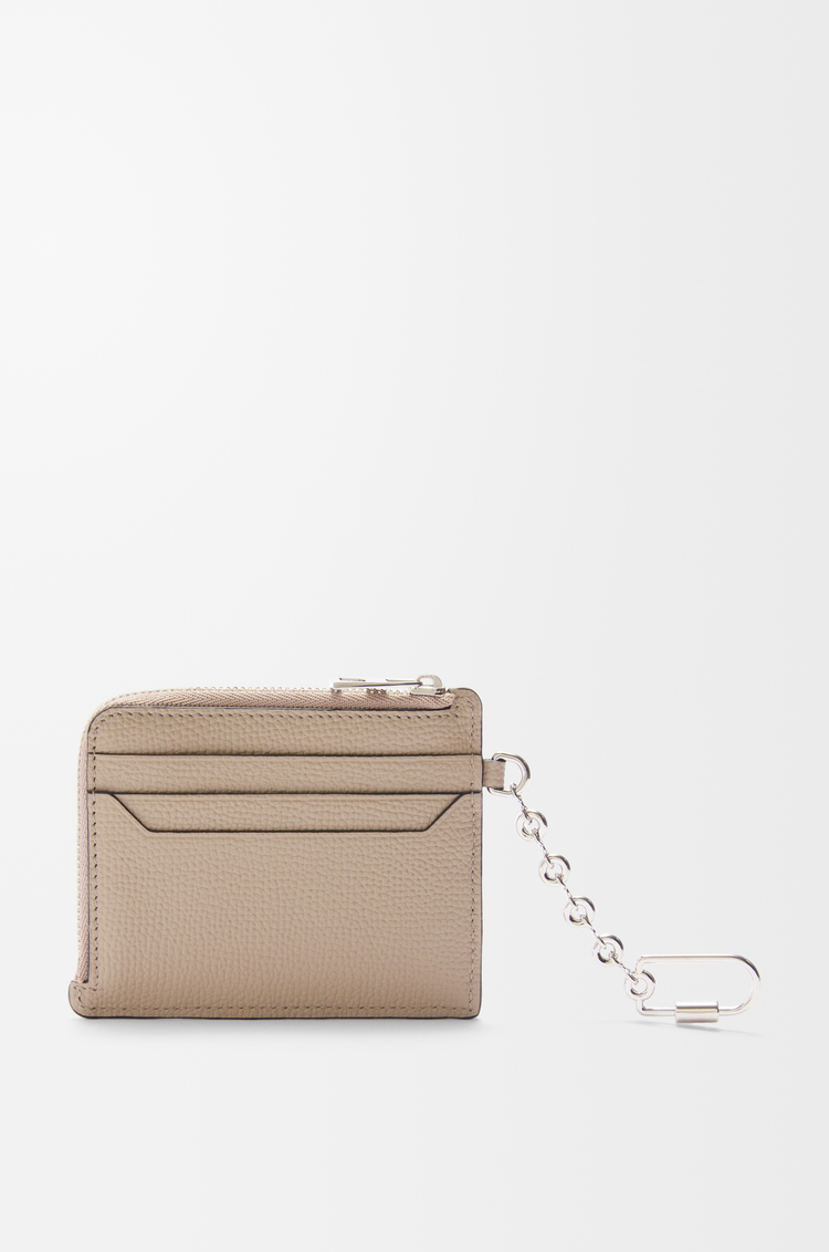 LOEWE Anagram square coin cardholder in pebble grained calfskin Sand