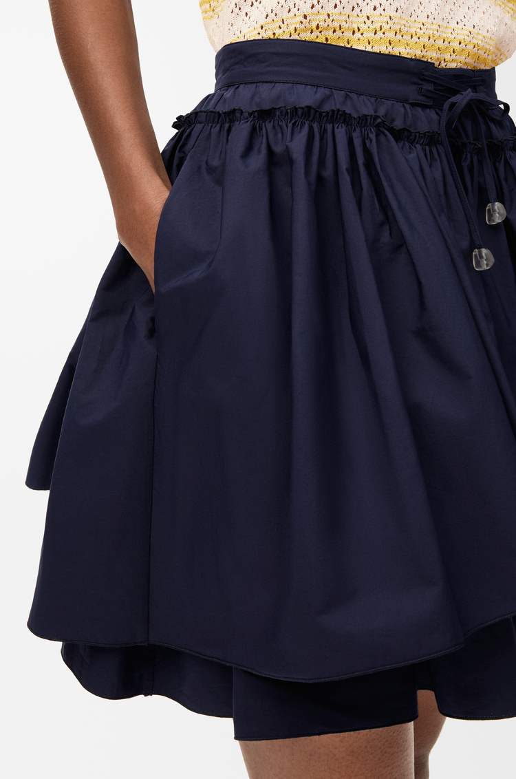 LOEWE Mini Skirt in cotton Navy Blue