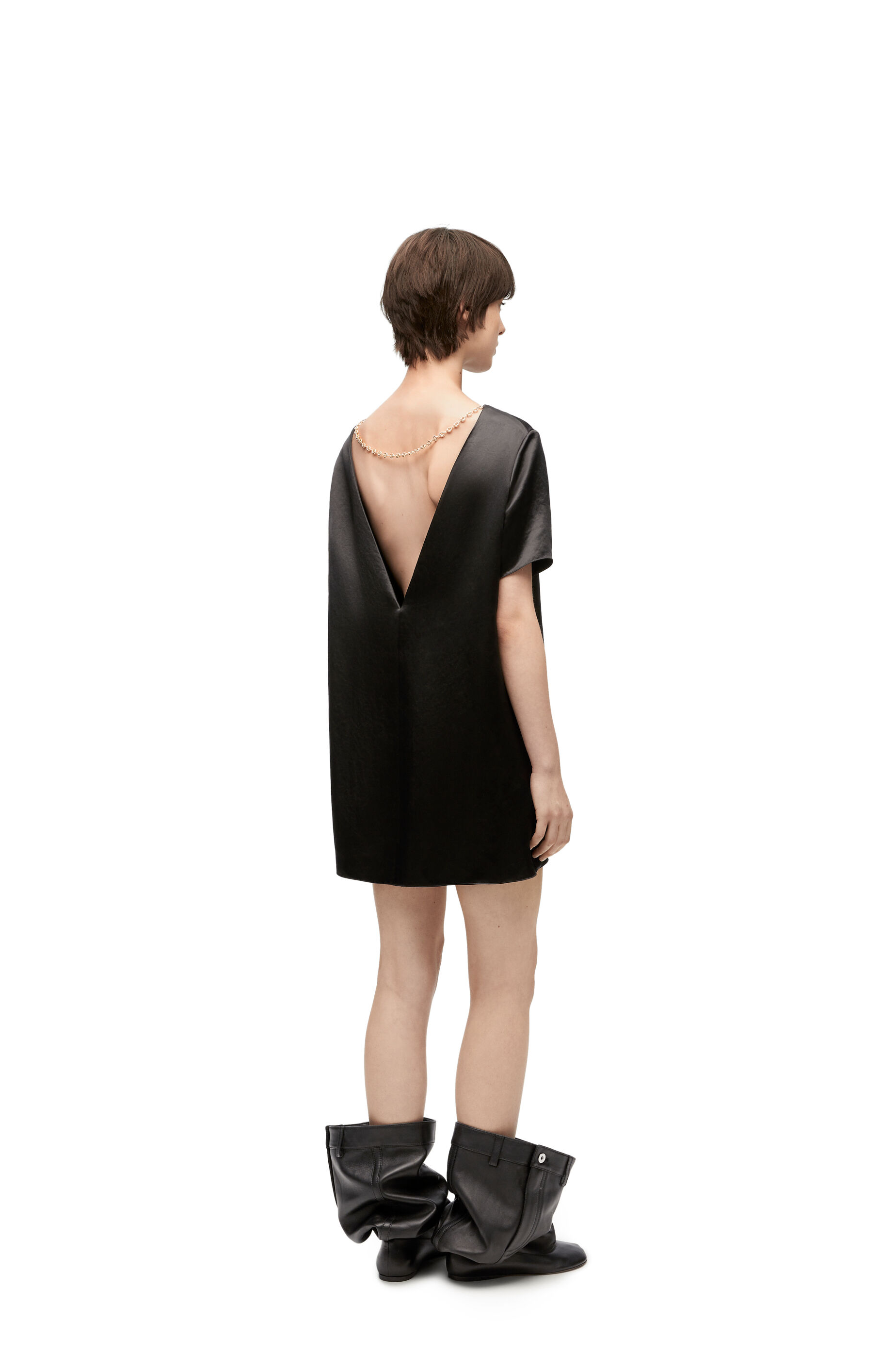 Chain dress in technical satin Black LOEWE