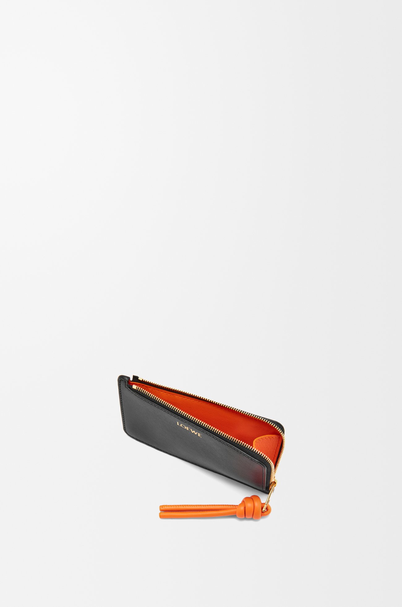 LOEWE Knot coin cardholder in shiny nappa calfskin Black/Bright Orange plp_rd