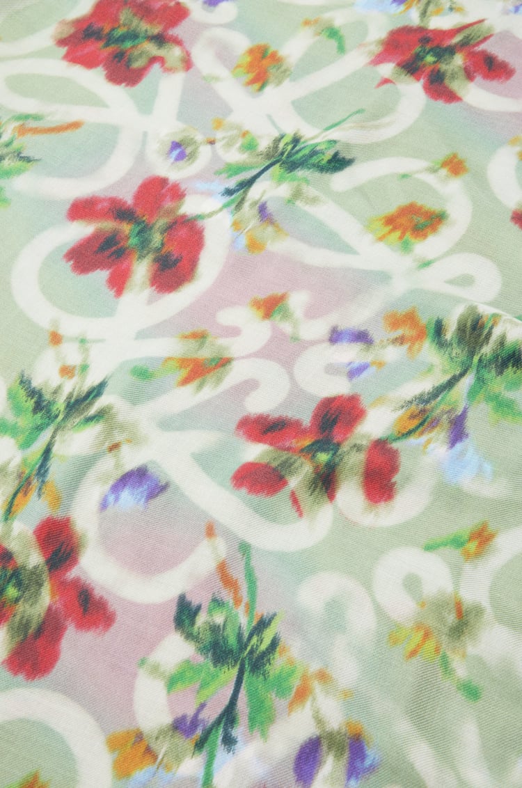LOEWE Scarf in cashmere and silk Sage/Multicolor