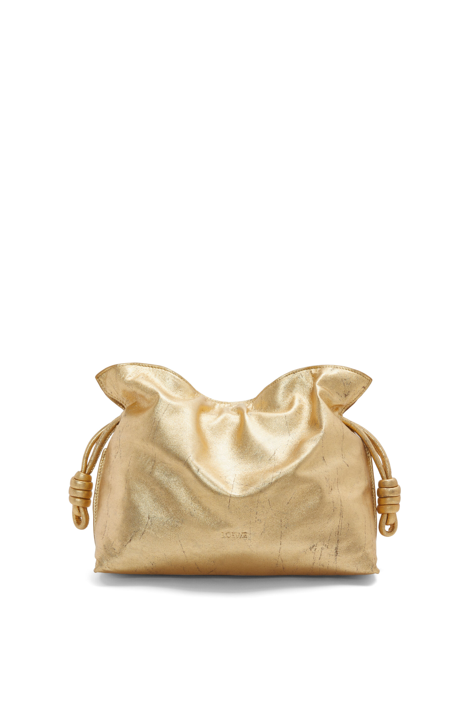Flamenco clutch in metallic lambskin