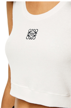 LOEWE Cropped Anagram tank top in cotton White/Navy Blue plp_rd