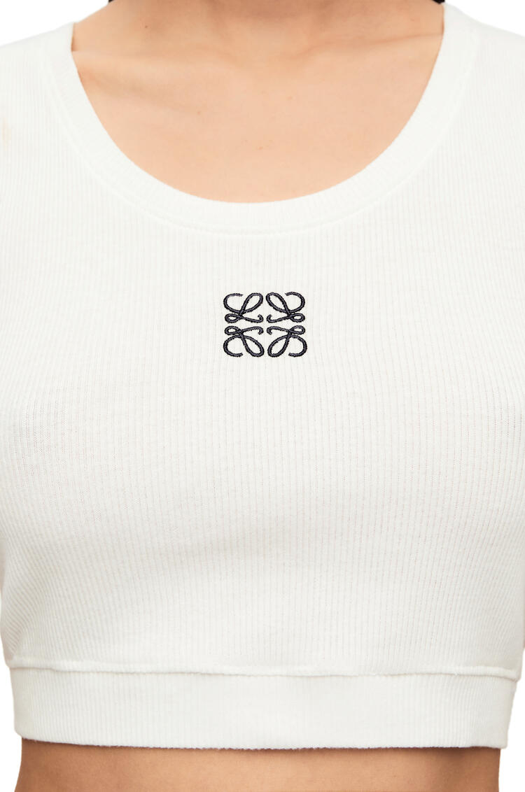 LOEWE Camiseta cropped Anagram de algodón sin mangas Blanco/Marino