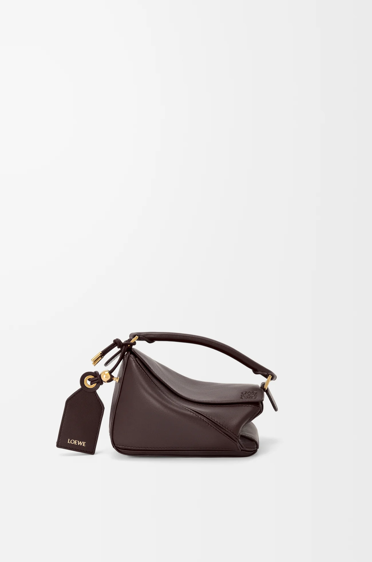 LOEWE Mini Featherlight Puzzle bag in nappa lambskin Dark Chestnut