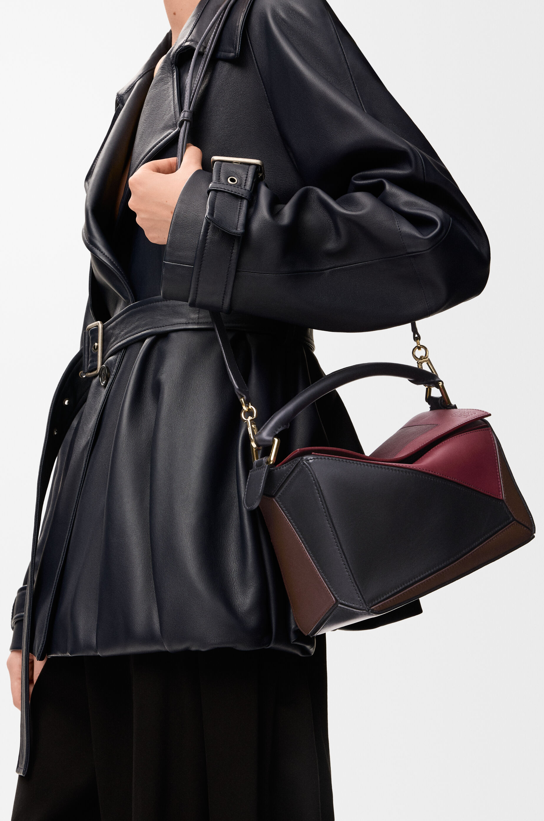 macha　LOEWE パズルバッグ XL ブラック XL Puzzle Fold tote in shiny calfskin Black - LOEWE