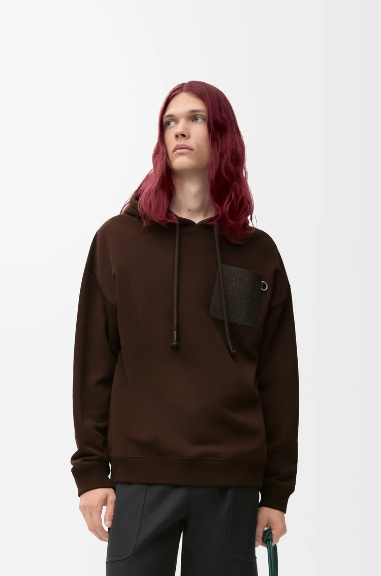LOEWE Sudadera con capucha de corte holgado en algodón Marrón Chocolate