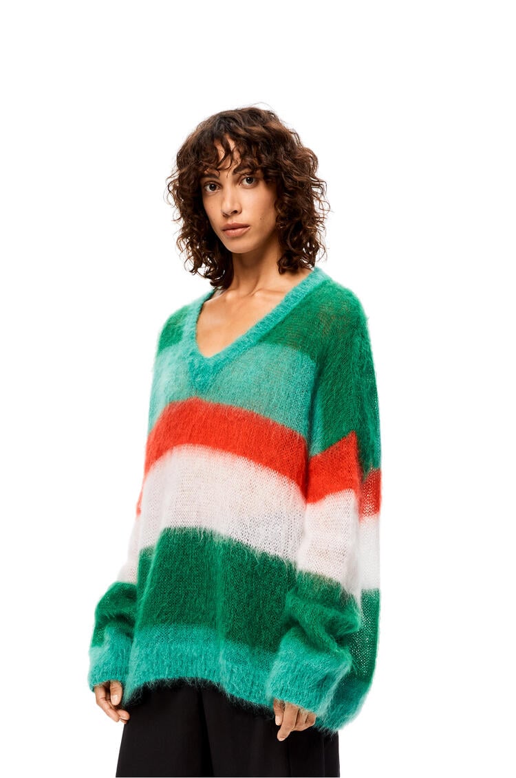 LOEWE 馬海毛寬鬆條紋毛衣 綠色/橙色 pdp_rd