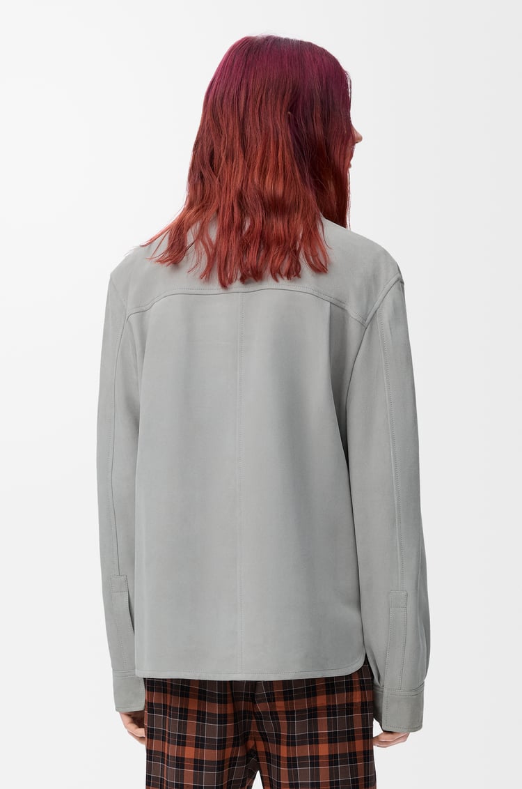 LOEWE Overshirt in suede lambskin Light Grey