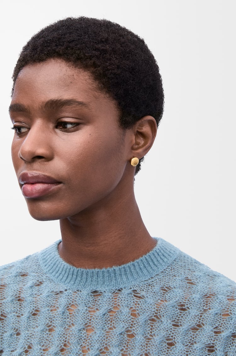 LOEWE Pendientes de botón Anagram Pebble en plata de ley Dorado