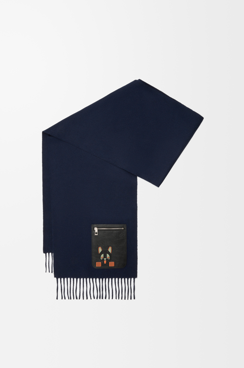 LOEWE Bufanda en lana y cashmere Azul Marino Oscuro