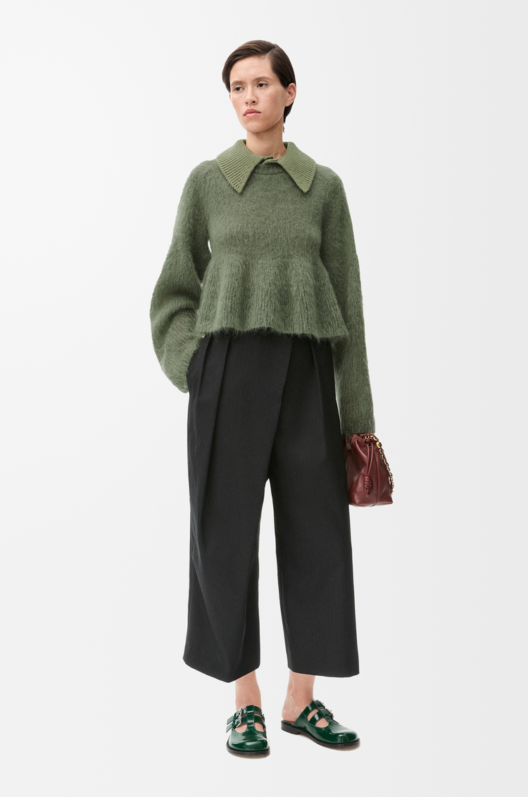 LOEWE Polo sweater in mohair blend Khaki Green